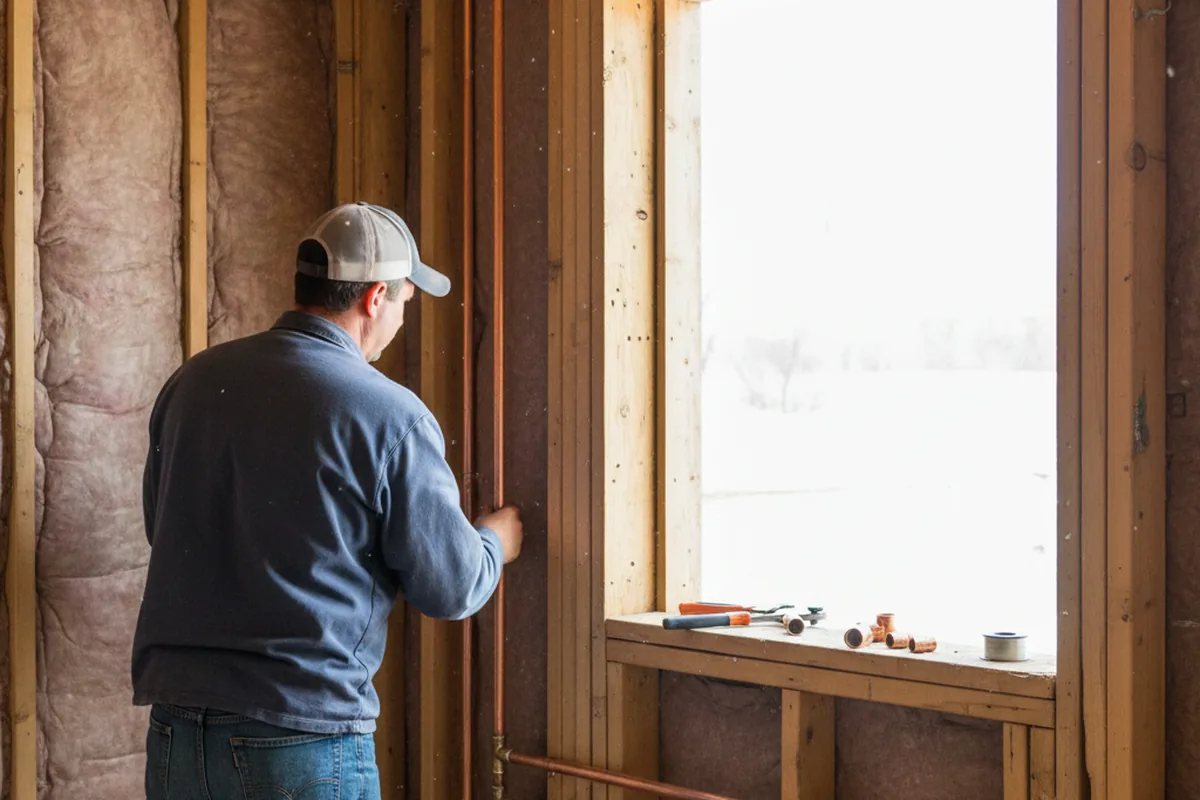 Licensed plumber running new copper supply lines in a Randsburg home