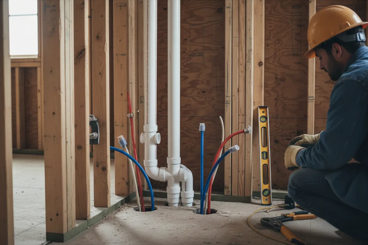 Drain and supply rough-in during Leak Detection in Randsburg