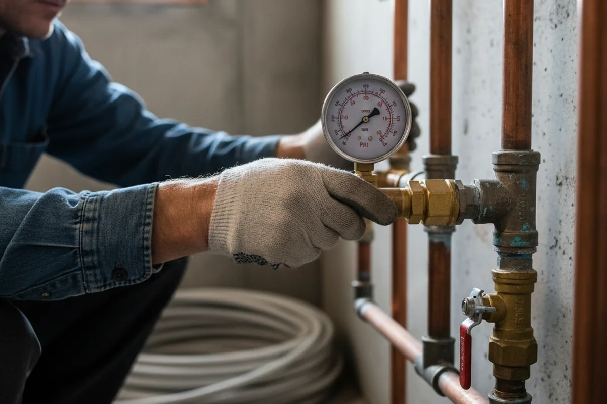 Pressure testing a repaired line during Water Line Repair in Randsburg